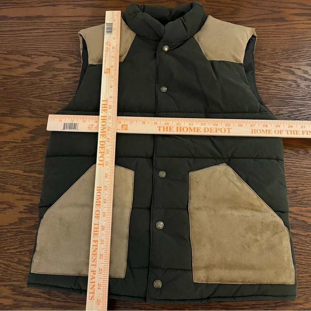 NWT Banana Republic Mens Puffer Vest Olive Green Tan Quilted Size XS Western